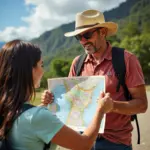 Safe Travel in Mexico: Tourist reviewing a map