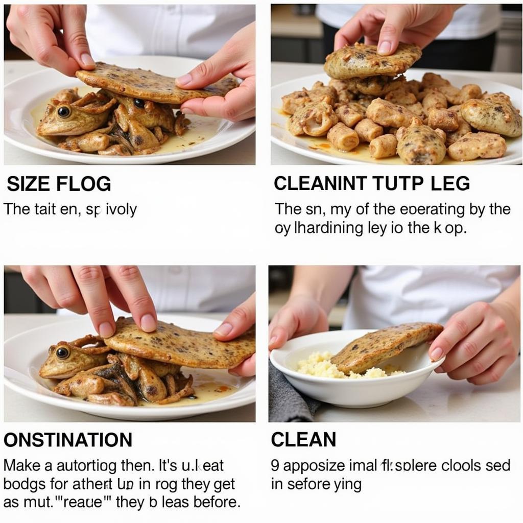 Hands properly cleaning and preparing frog legs for cooking.