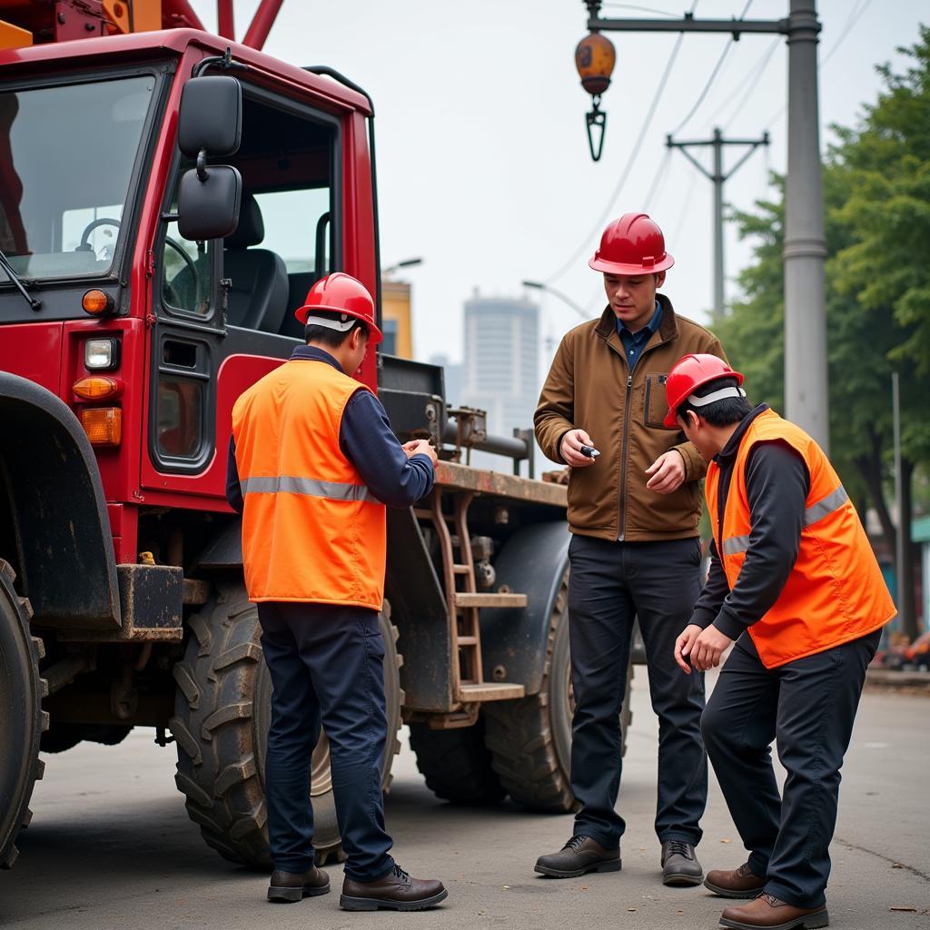 Safety Measures During Crane Truck Operation in Hanoi