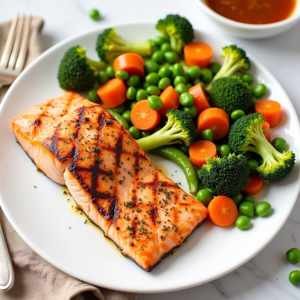 Salmon with Steamed Vegetables Recovery Meal