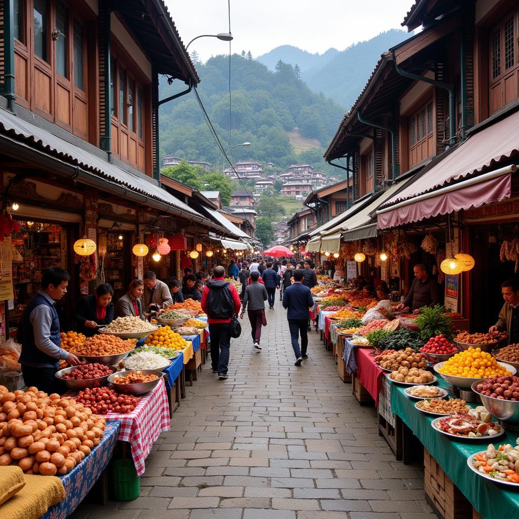 Sapa Local Market Food Stalls