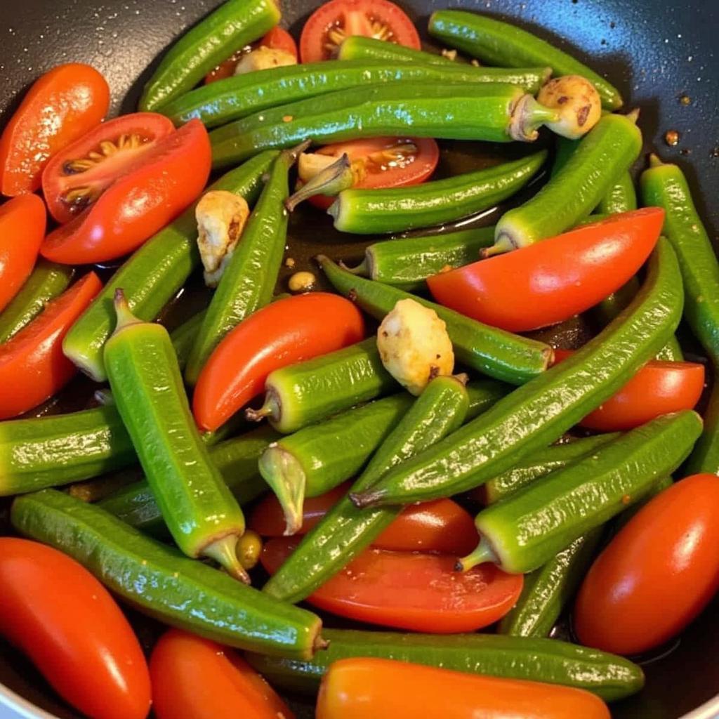 Sautéed okra with tomatoes