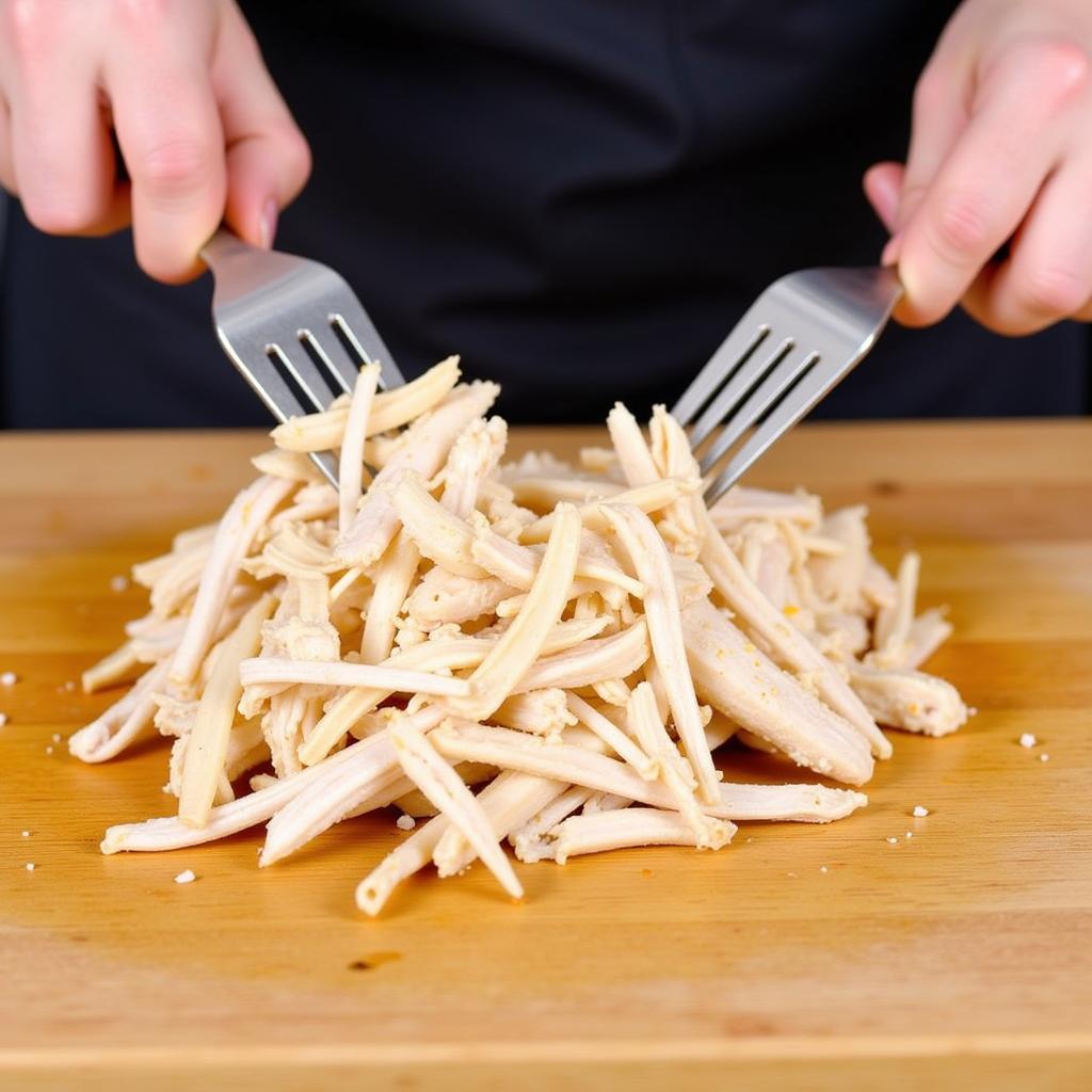 Shredding Chicken for Gỏi Gà