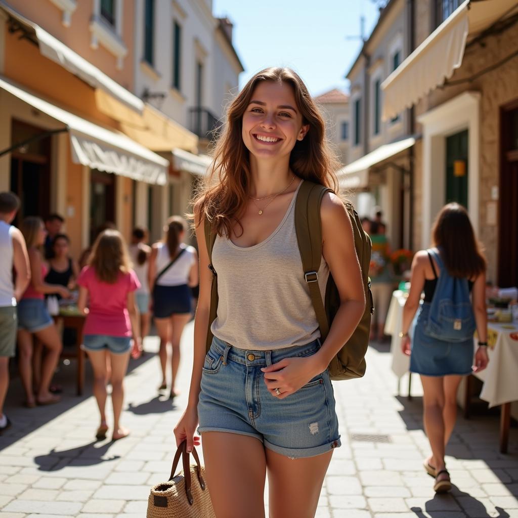 Solo female traveler exploring the streets of Dubrovnik, Croatia, feeling safe and secure.