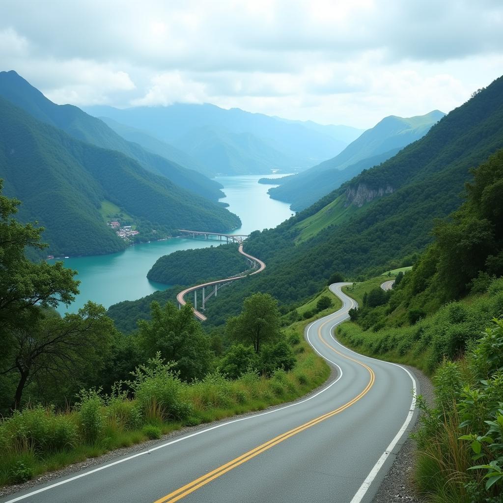 Scenic road leading to Son La Hydropower Plant