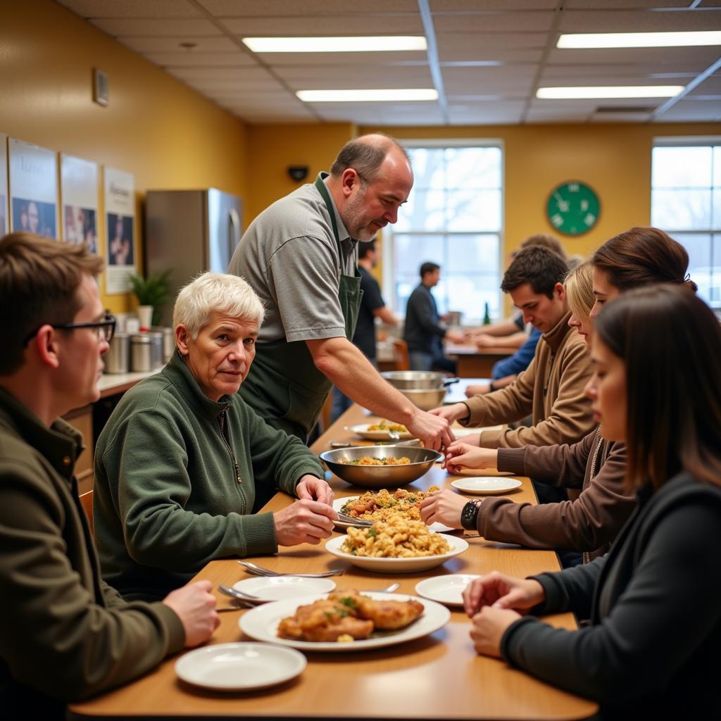 Volunteers Serving Food in a Soup Kitchen