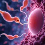 The connection between diet and sperm health, illustrating healthy sperm swimming towards an egg.