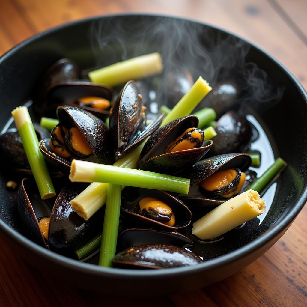 Steamed Mussels with Lemongrass and Ginger in Hanoi