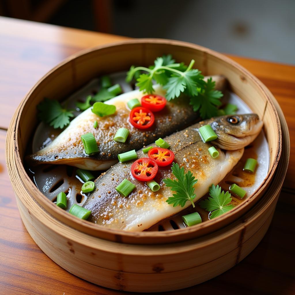 Steamed Sea Bass with Ginger and Scallions