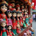 Vietnamese Stone-Eyed Dolls at a Hanoi Market