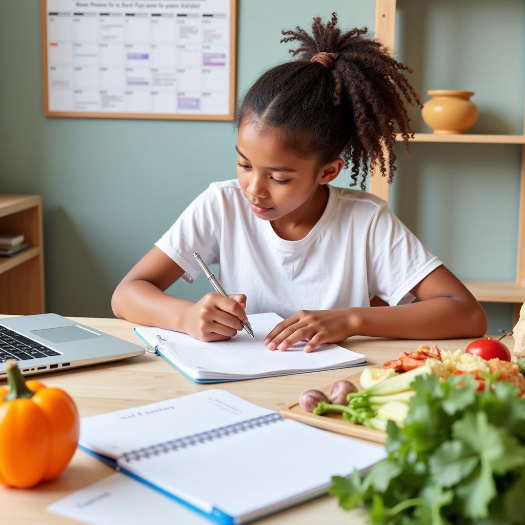 Student planning meals for exams