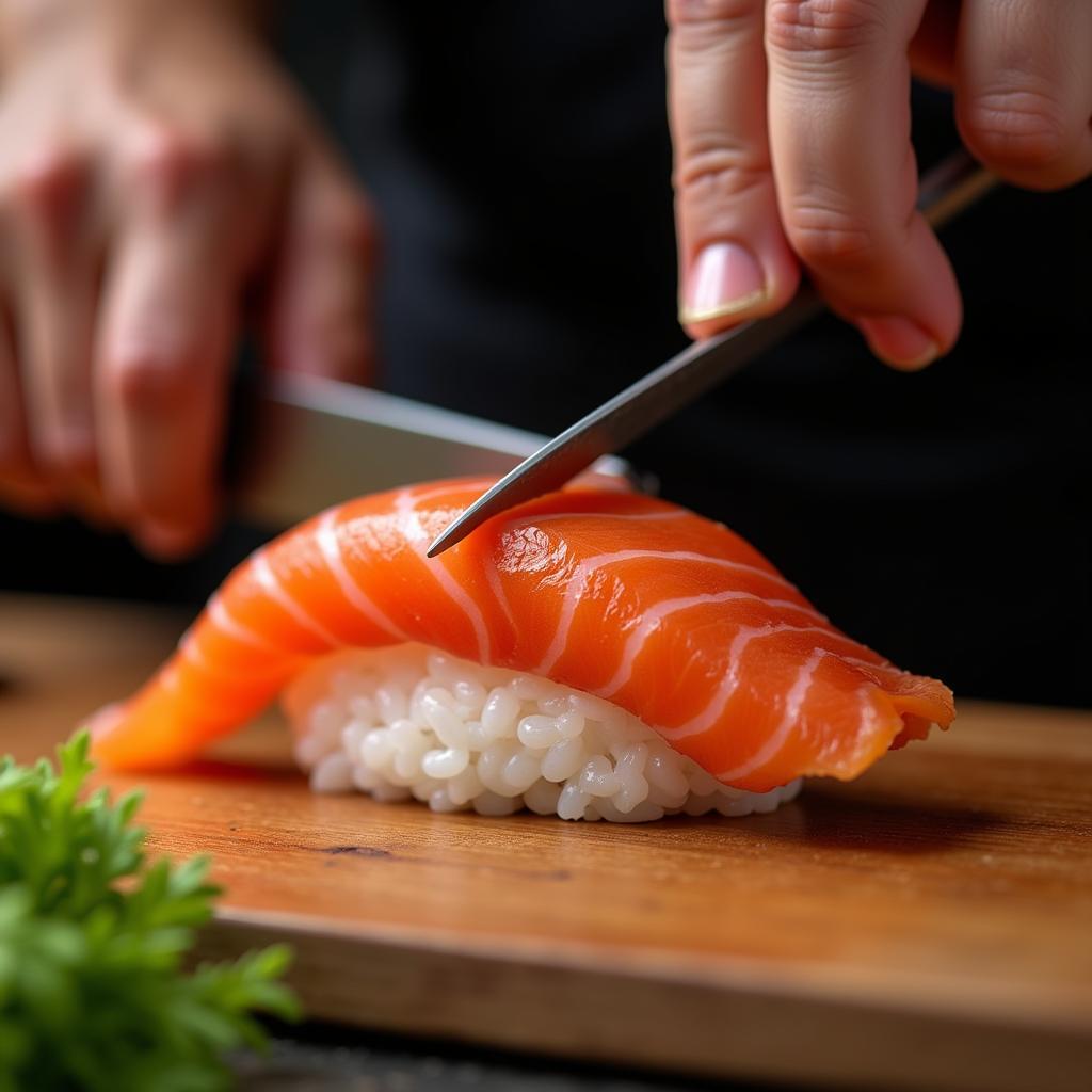 Sushi Chef Preparing Nigiri