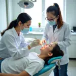 Professional teeth cleaning in a Hanoi dental clinic