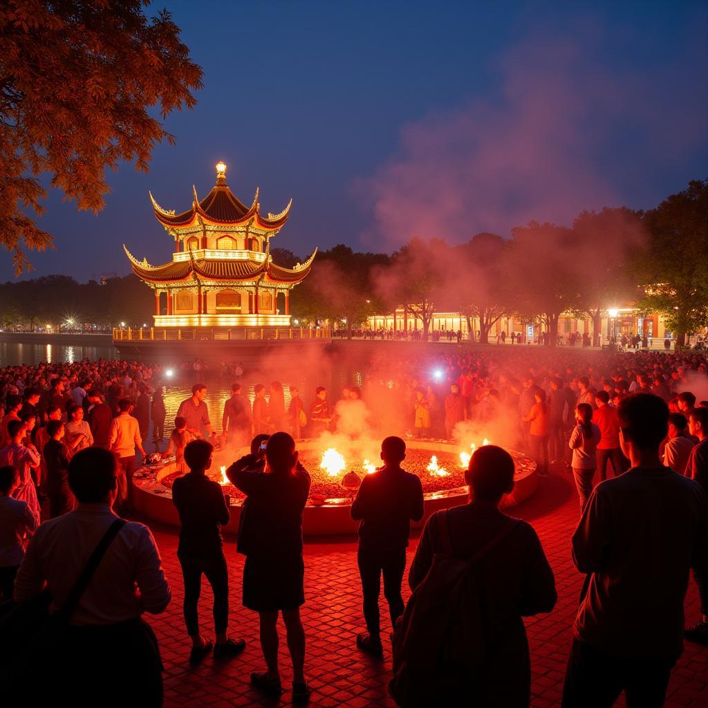 Tran Quoc Pagoda at New Year's Eve Incense Offering