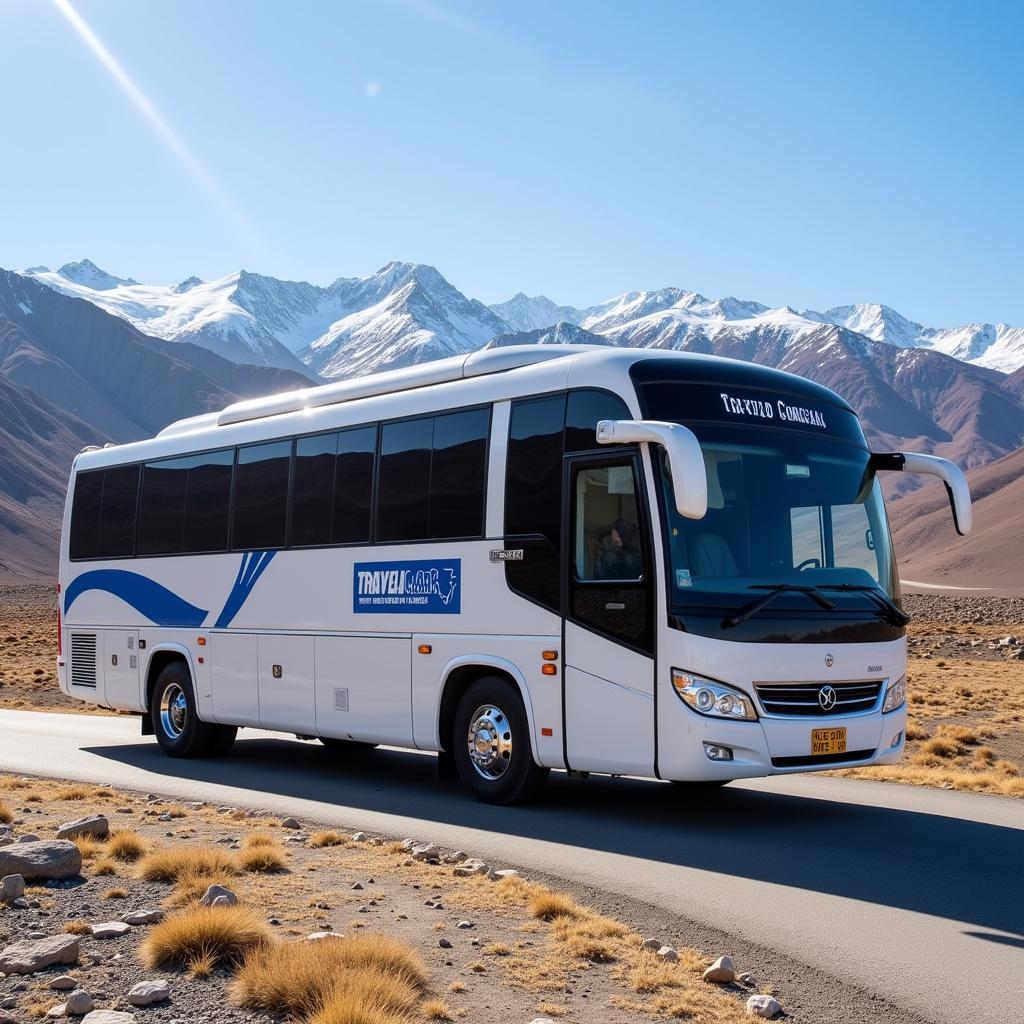 TRAVELCAR Bus in Tibet Landscape