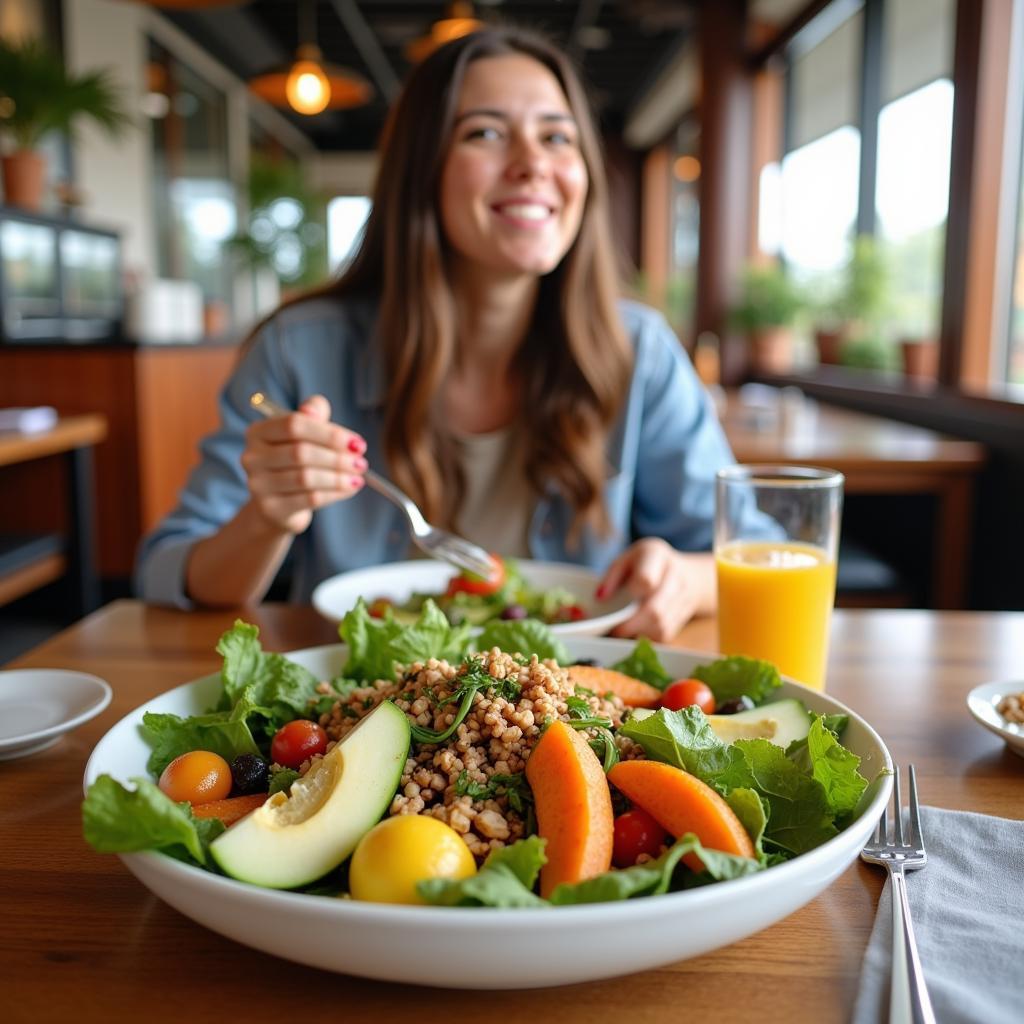 Traveler Enjoying a Fiber-Rich Meal