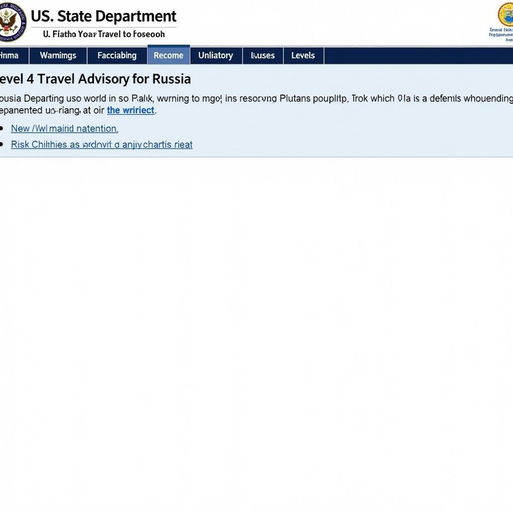 US State Department Travel Advisory for Russia