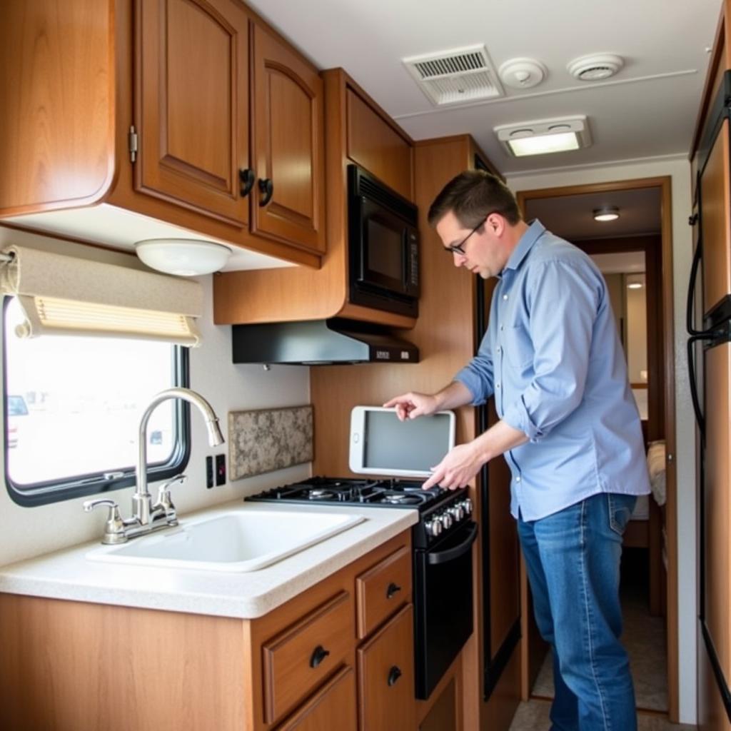 Checking the Interior of a Used Travel Trailer