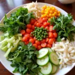 A Colorful Platter of Vegetables and Herbs for Mực Nhúng Mẻ