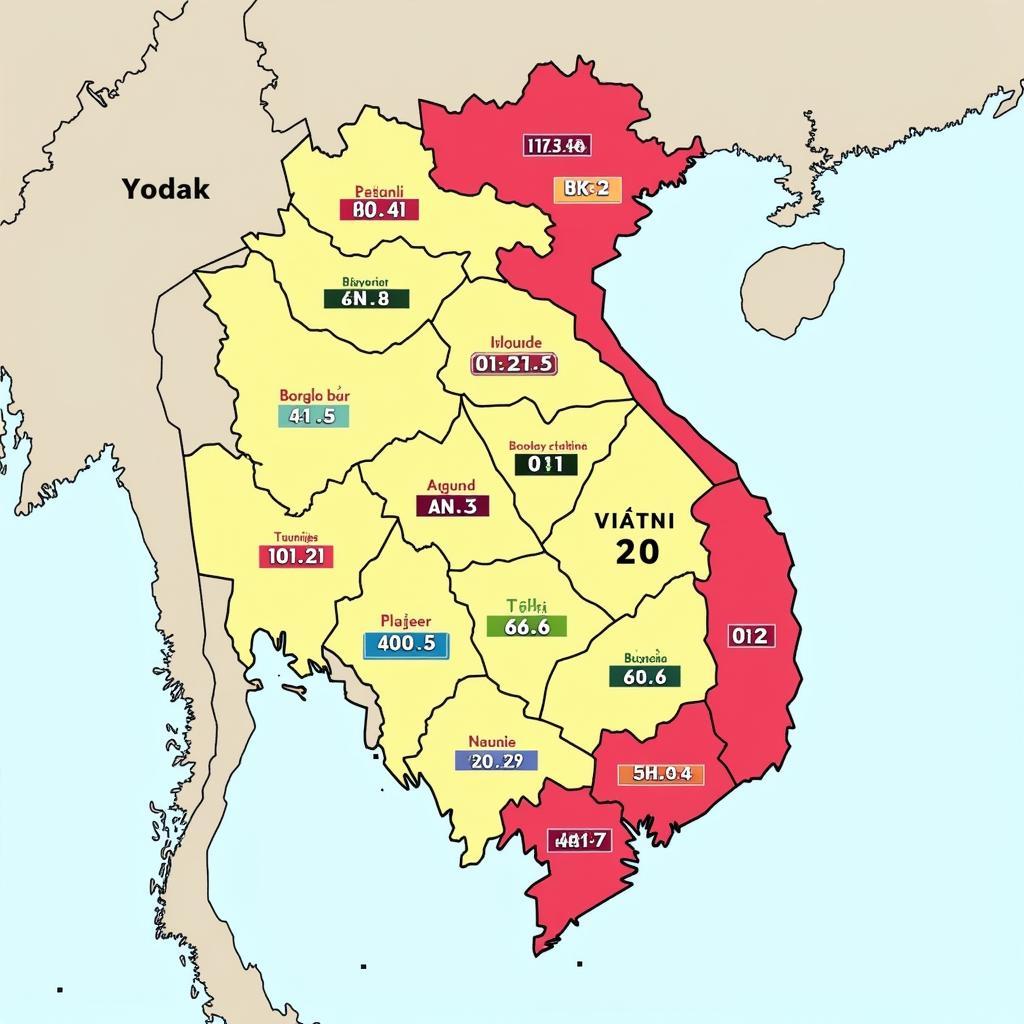 Map of Vietnam Showing License Plate Numbers