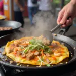 Vietnamese crepe being cooked at the Cultural Village