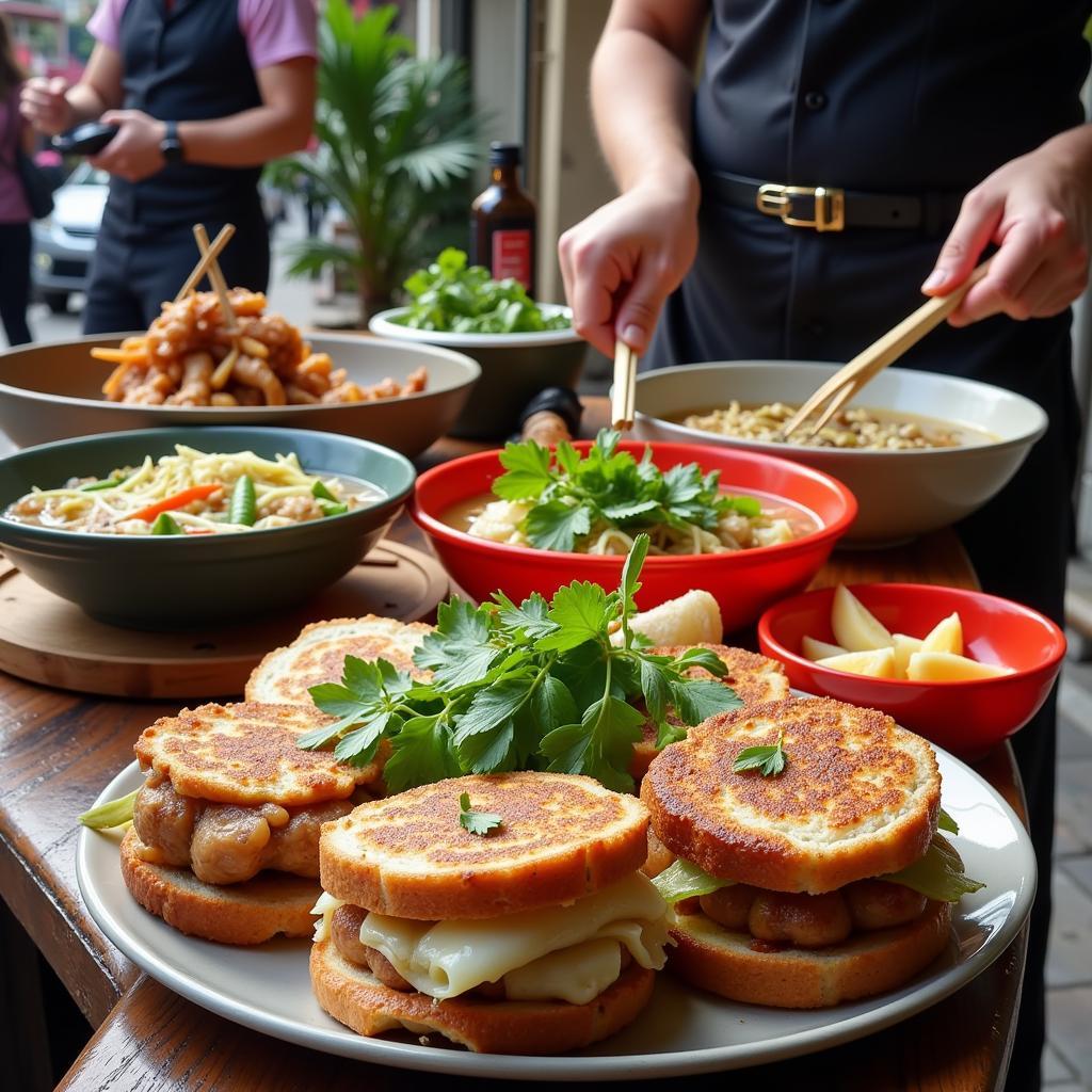 Delicious Vietnamese street food in Hanoi Old Quarter