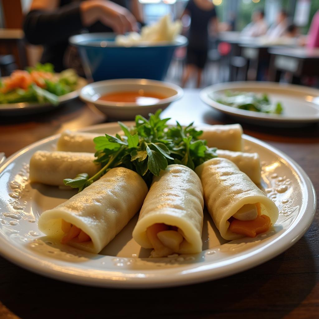 Steaming hot Banh Cuon Nong in Vinh Yen