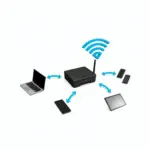 Diagram illustrating wireless printer connection to a WiFi router and multiple devices