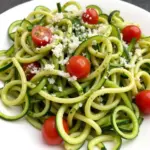 Zucchini Noodles with Pesto and Cherry Tomatoes